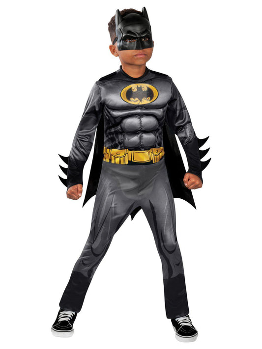 Batman Deluxe Lenticular Costume for Kids with Padded Jumpsuit and Cape | Fun Dress-Up Outfit