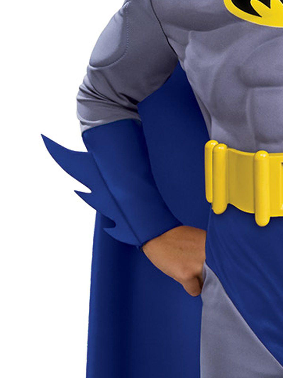 Kids Batman muscle chest costume, DC Comics official, ideal for superhero play at home.