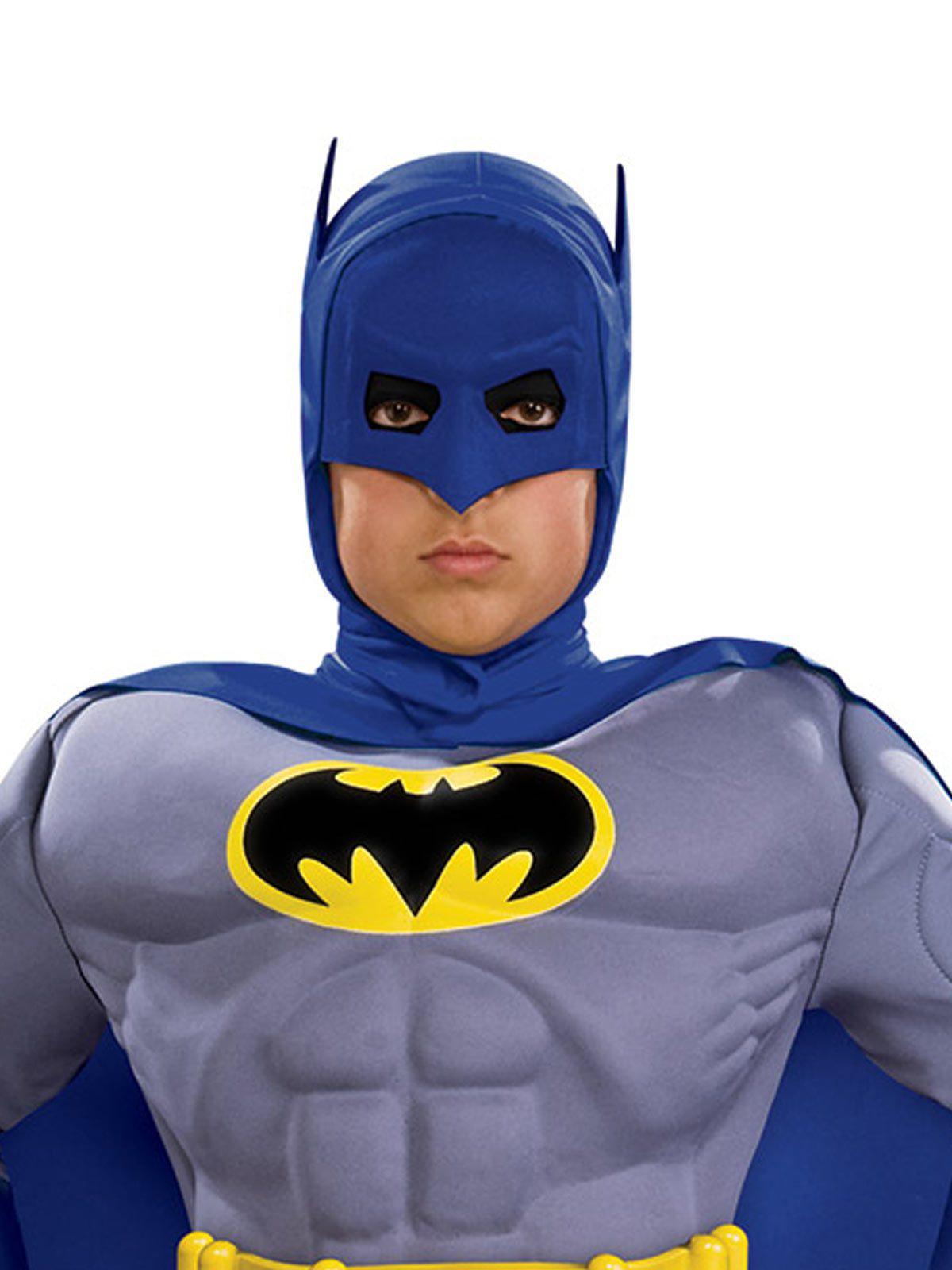 Rubies Official DC Comics Batman Children's Metallic Muscle Chest Costume And Batman Costume Bundle, Super Hero Fancy Dress Up, Size Large Halloween
