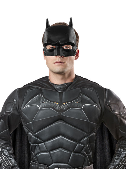 Batman half mask for adults, officially licensed by DC Comics for superhero costume accessories.