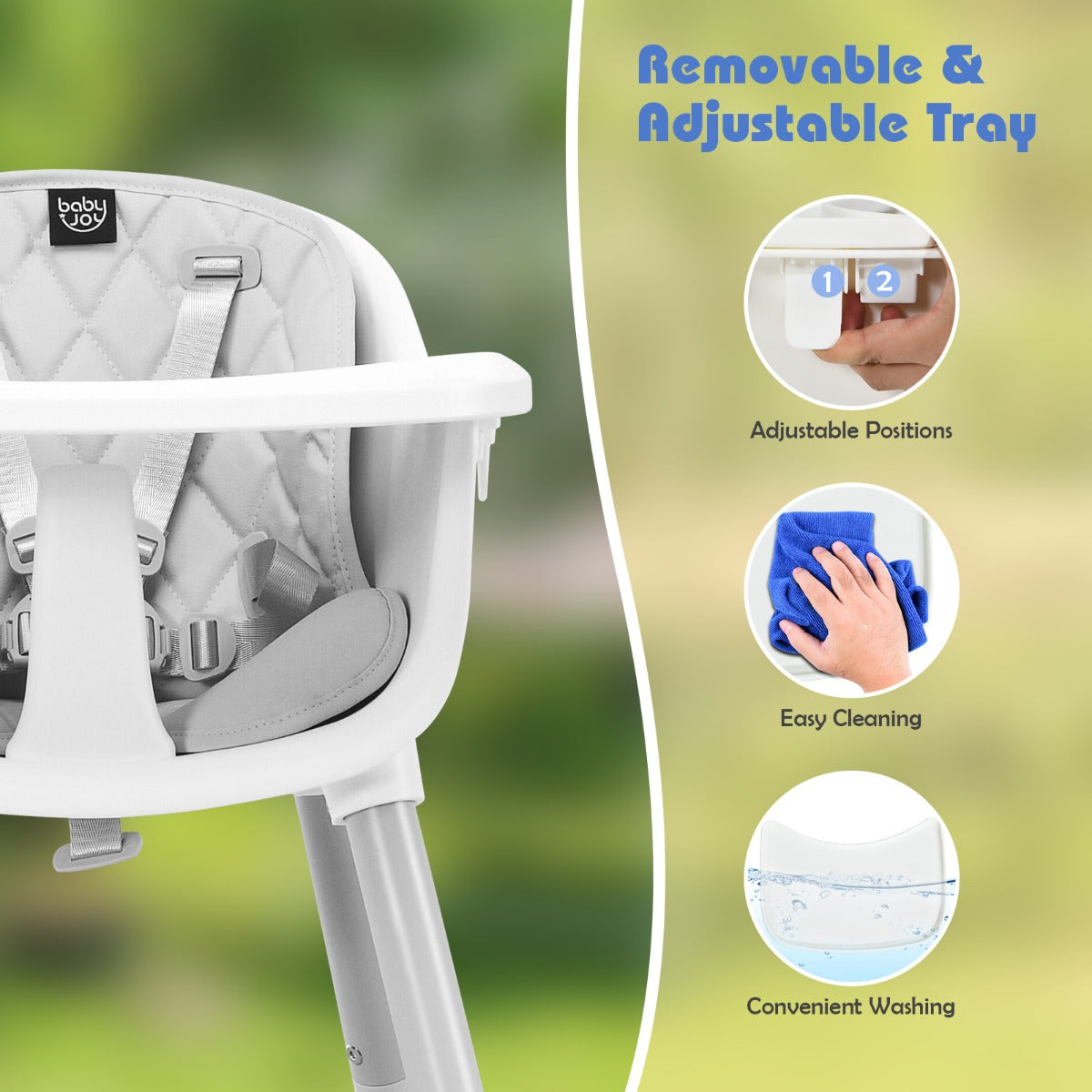 5 in 1 Convertible Baby Highchair with Harness in Grey - versatile seating solution for infants.