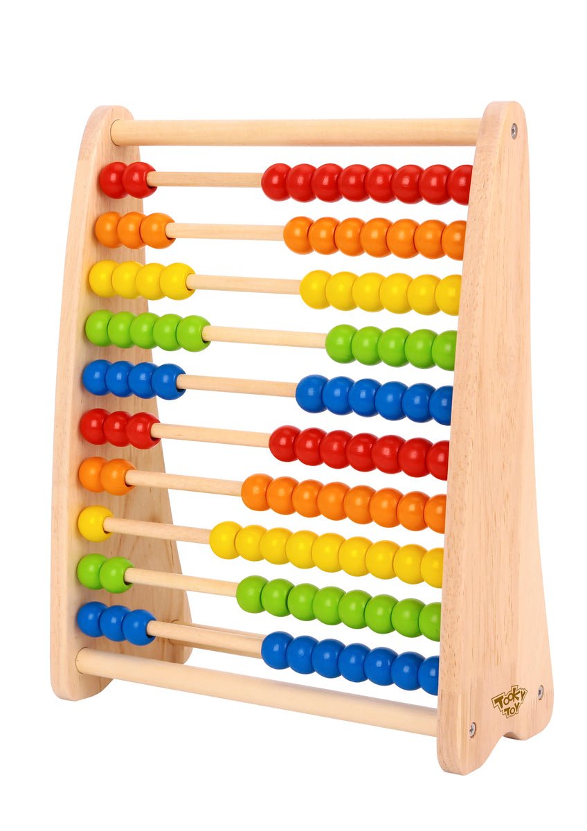 Colorful beads abacus for educational counting and math skills practice in kids playroom.