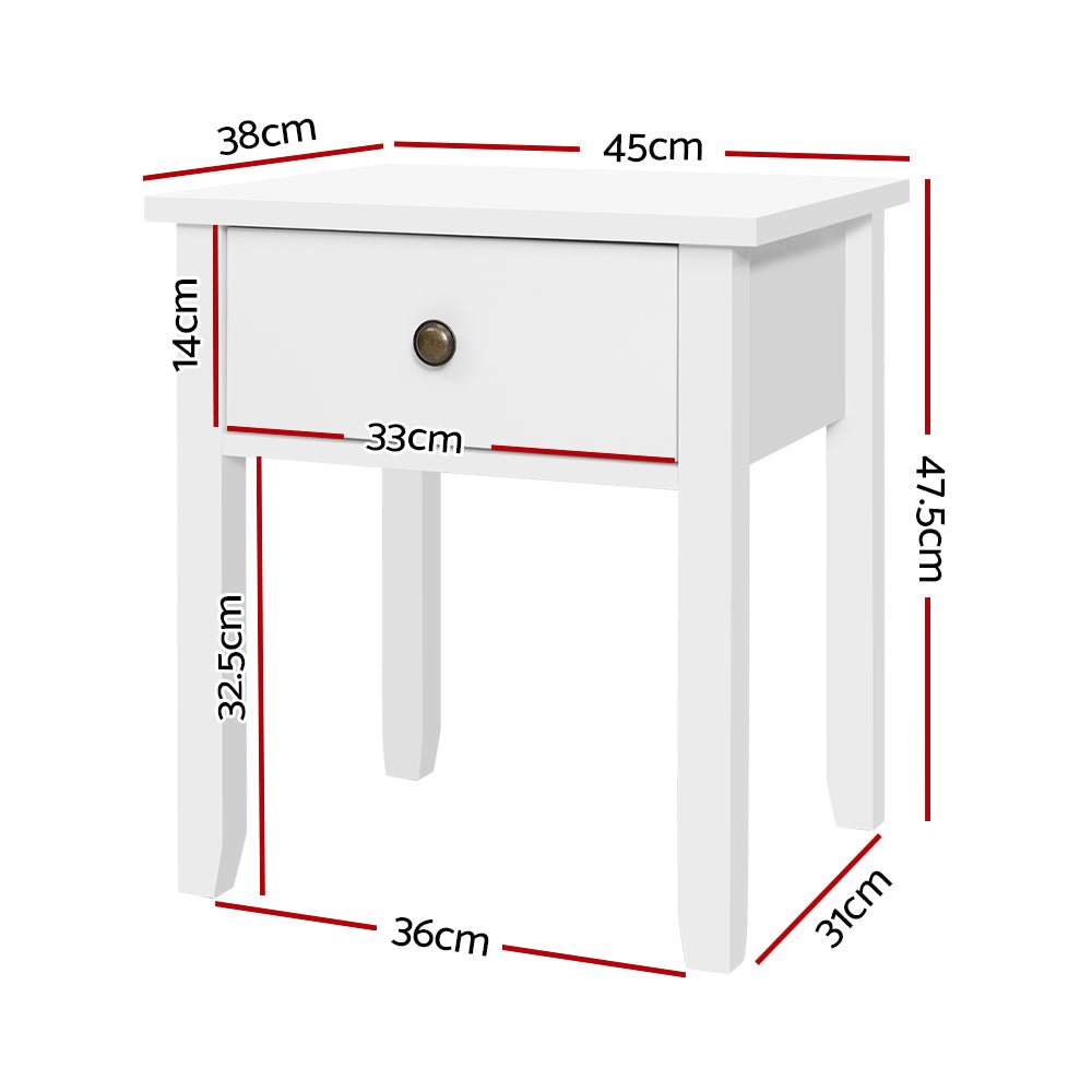 Bedside Table with Drawer Side Table White