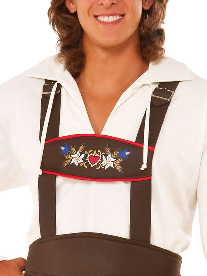 Adults authentic German Oktoberfest Lederhosen costume, perfect for festive celebrations and home parties.