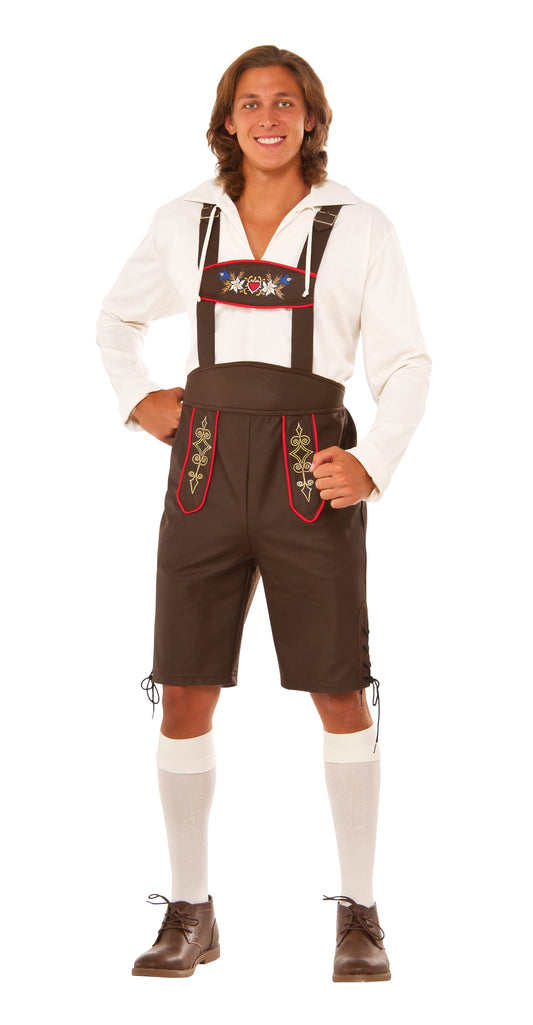 Authentic German Oktoberfest Lederhosen costume for adults, ideal for festive gatherings and parties.