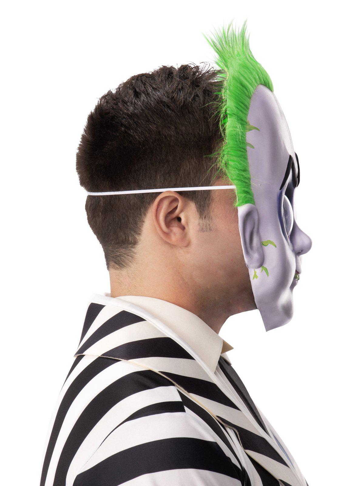 Official Beetlejuice Halloween mask with googly eyes for kids spooky dress-up fun at home.