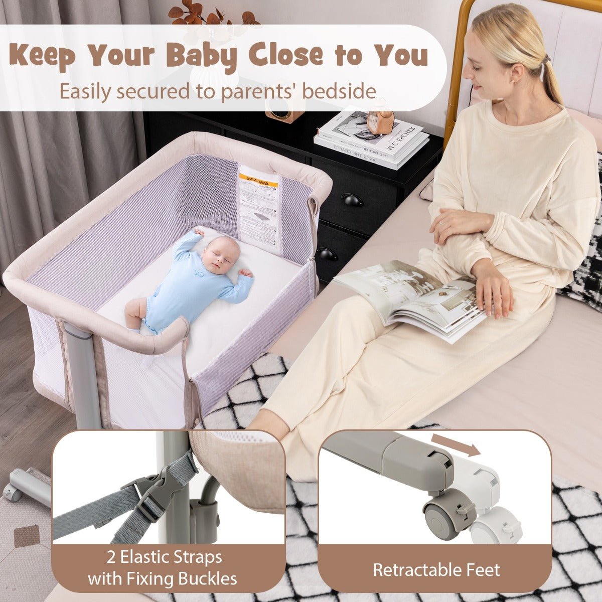 Multipurpose Beige Baby Cot