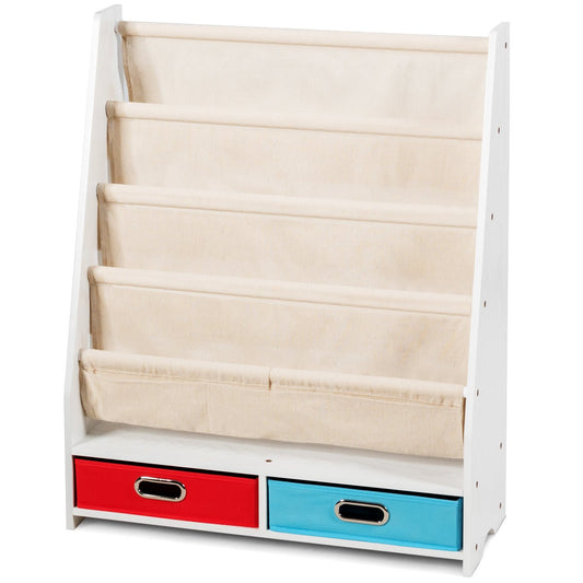 Wooden Bookshelf with Storage Boxes - Organize Books in Style