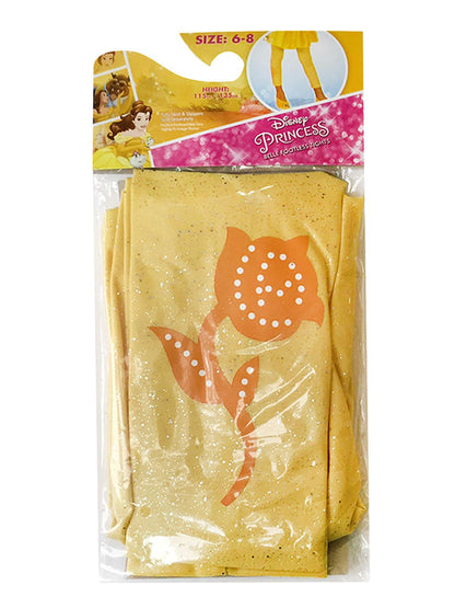 Disney Belle Glitter Rose Footless Tights for Kids, perfect princess accessory for lounging at home.