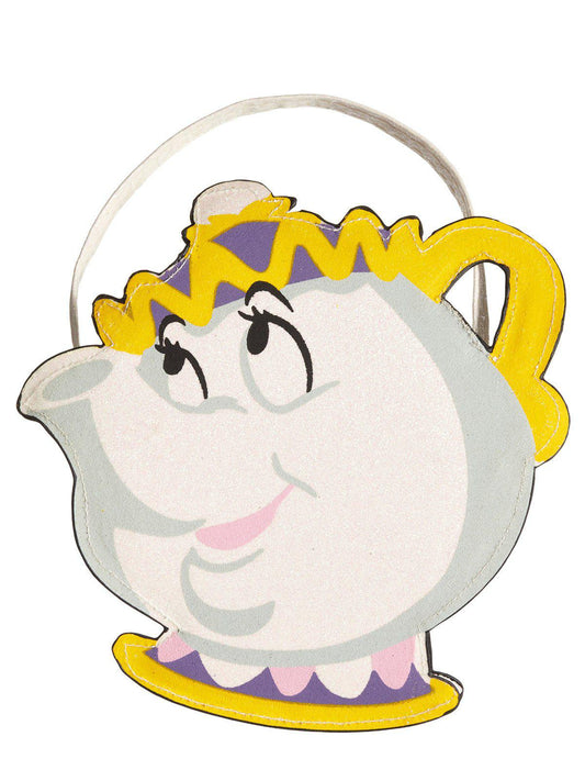 Disney Belle Mrs Potts Silver Handbag Accessory with Glitter, perfect for a kids outfit.