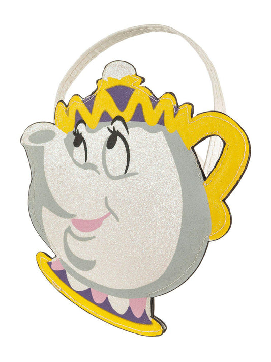 Disney Belle Mrs Potts Glittery Silver Handbag Accessory for playtime fun and magical styling.