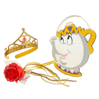 Disney Belle Mrs Potts Glittery Silver Handbag Accessory for kids imaginative play and fun.