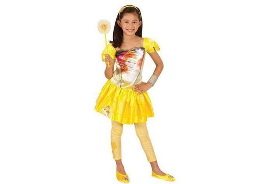 Princess Belle top with satin cap sleeves, ideal for girls dress-up play at home.