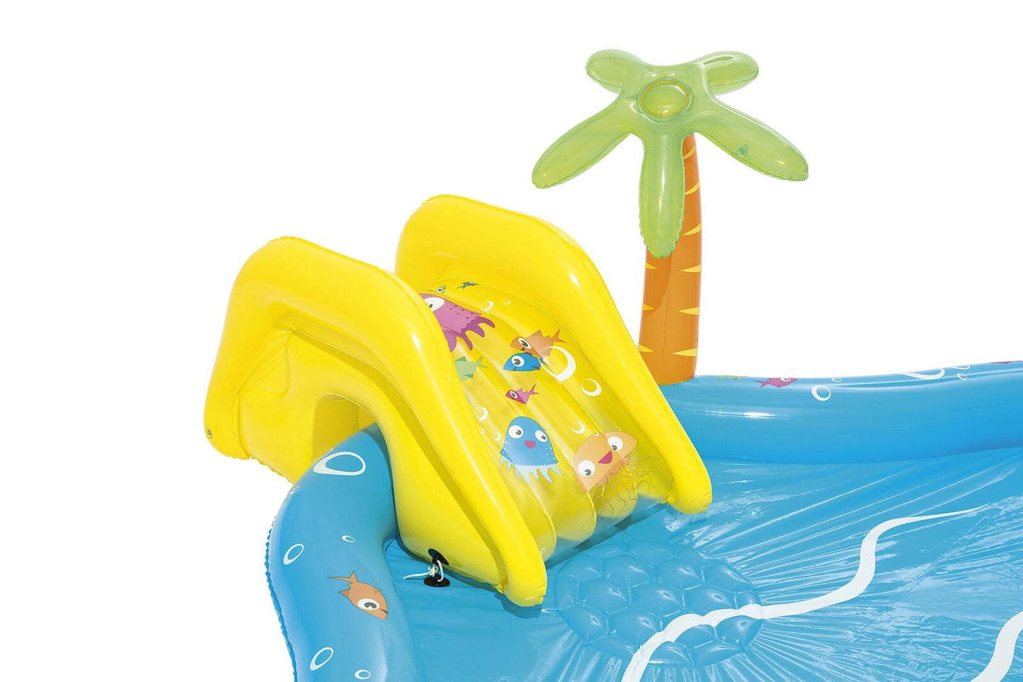 Inflatable Sea Life Water Fun Park Pool with Slide for backyard playtime adventure.