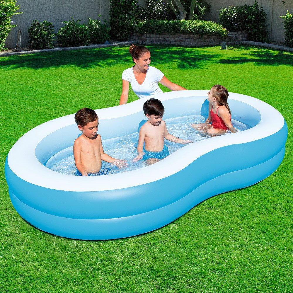 Inflatable kids swimming pool, 2.62m x 1.57m x 46cm, perfect for backyard summer fun.