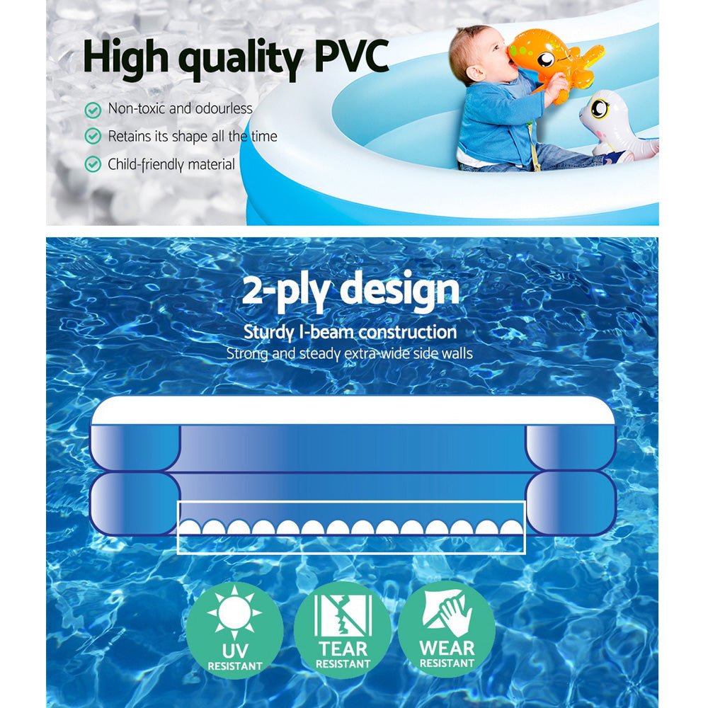 Kids Bestway inflatable swimming pool for backyard fun, 2.62m x 1.57m x 46cm.