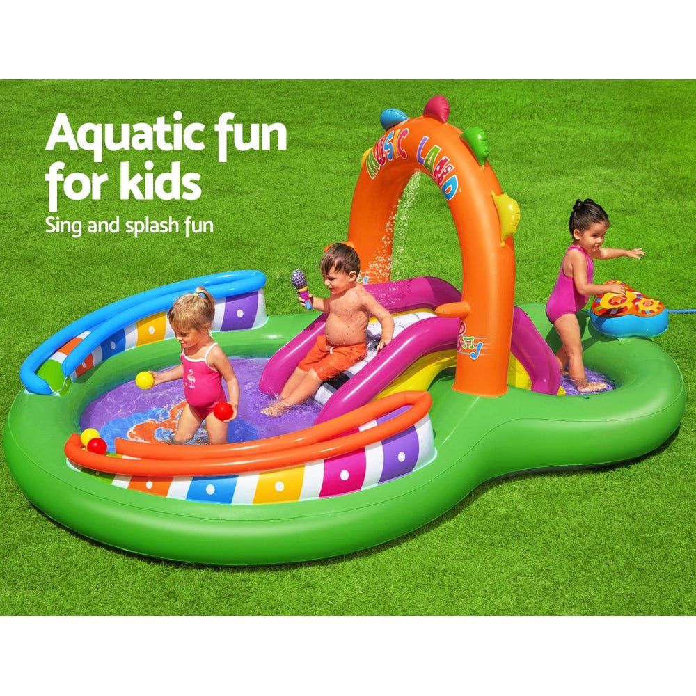 Colorful Inflatable Sing n Splash Play Pool by Bestway for fun kids outdoor entertainment.