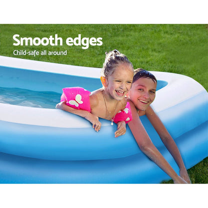 Inflatable kids pool by Bestway for backyard fun, durable above ground design for summer play.