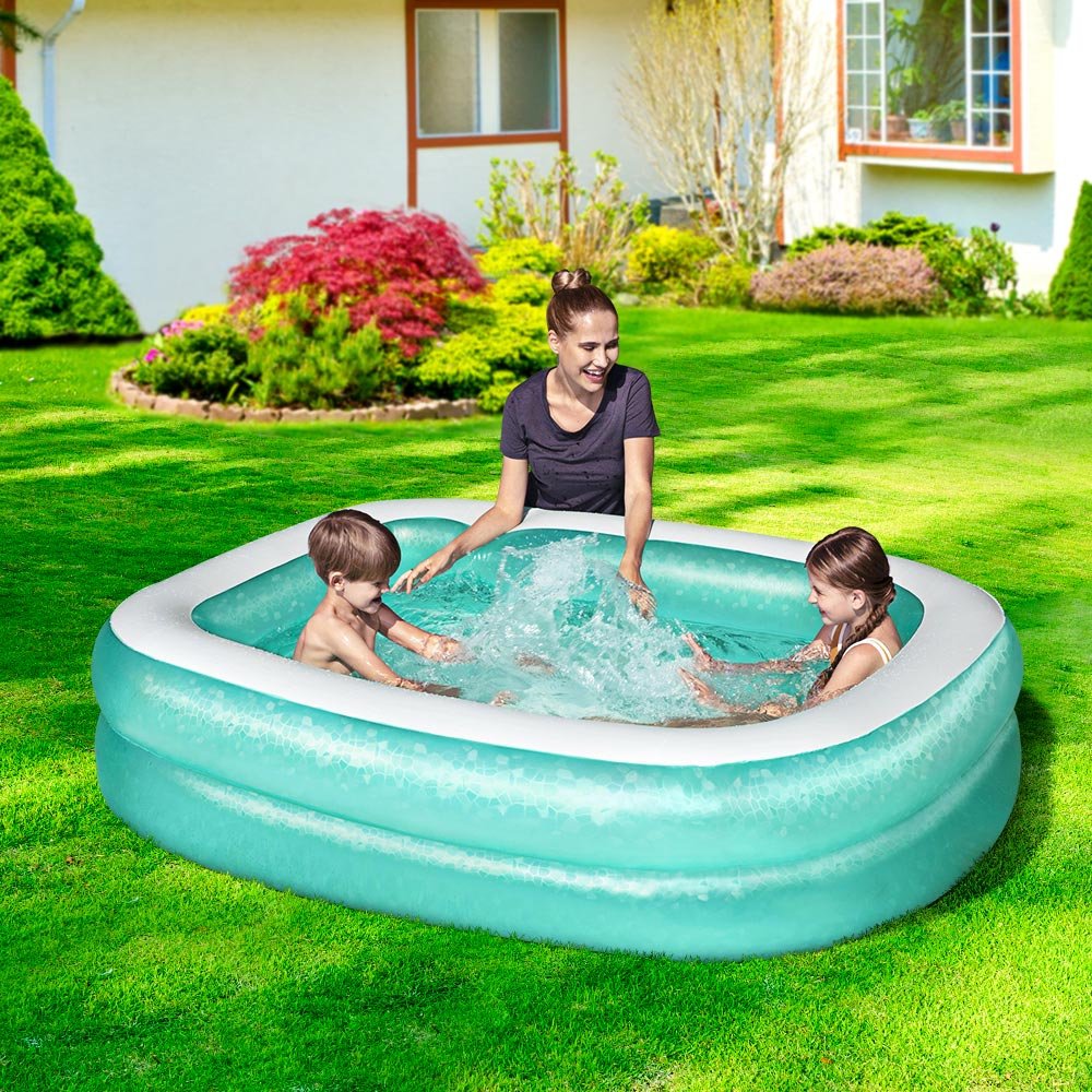 Inflatable kids pool with 450L capacity, ideal for backyard fun. Dimensions | 200x146x48cm.