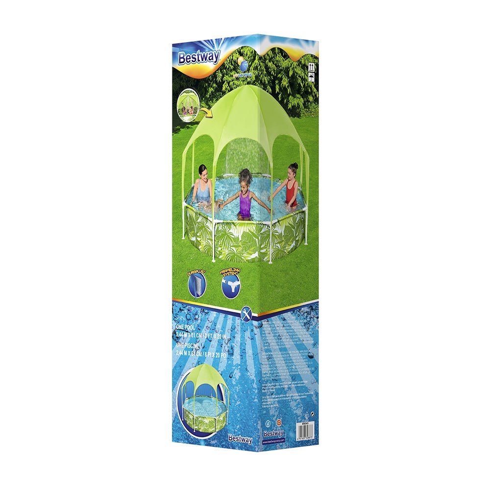 Bestway Kids Pool with Canopy, 244x51cm Steel Frame for Safe and Fun Swimming Play