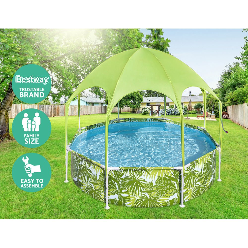 Bestway Kids Pool with Steel Frame, Canopy, 1688L Capacity, Ideal for Home Play