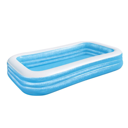 Inflatable above ground kids pool, 305x183x56cm size, 1161L capacity, perfect for home fun.