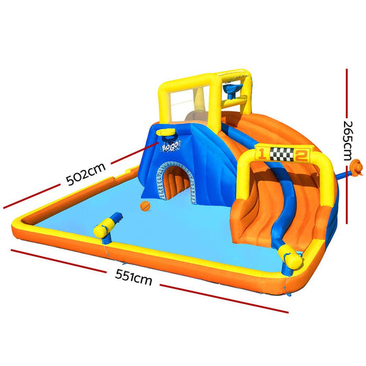 Inflatable Mega Water Park with Slide for kids backyard fun and cooling splash activities.