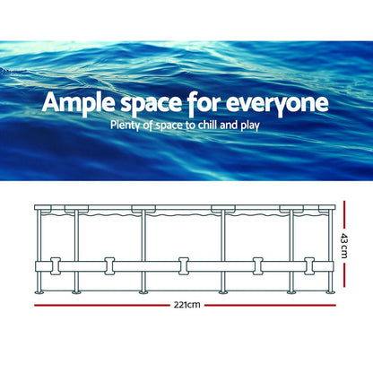 Bestway 221x150x43cm Steel Frame Above Ground Pool, 1200L capacity for childrens backyard fun.