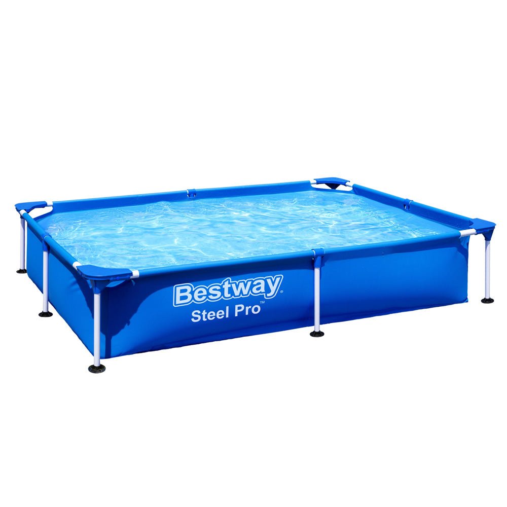 Bestway Steel Frame Swimming Pool | Durable, spacious 221x150x43cm design, perfect for kids backyard fun.