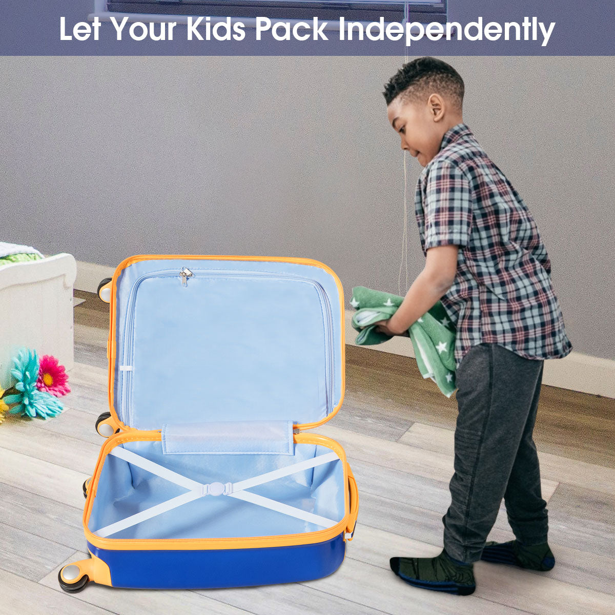 Kids Astronaut Luggage Set | 4-wheel rolling suitcase with backpack. Perfect for young travelers.