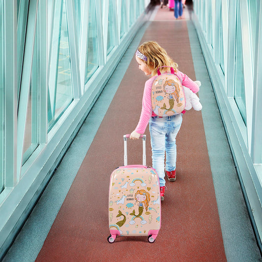 Colorful Mermaid Kids Luggage Set with Backpack for Travel | Perfect for young adventurers.