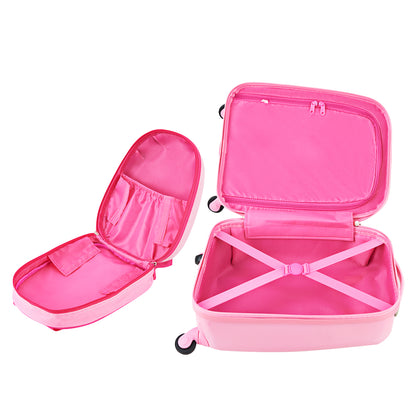 Colorful unicorn kids luggage set with backpack, perfect for travel and sleepovers.