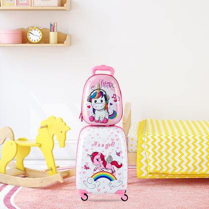 Unicorn hard shell kids luggage set with backpack for travel, perfect for magical adventures.