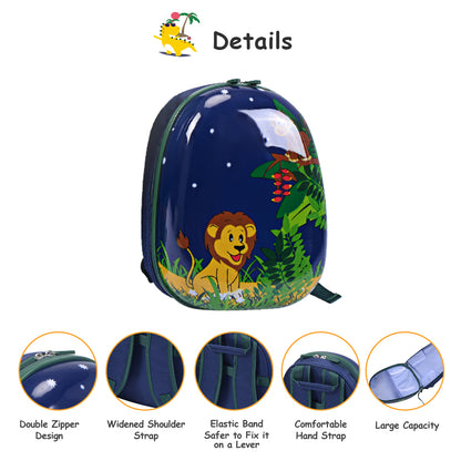 Kids set with elephant and lion design, featuring suitcase and backpack, perfect for travel.