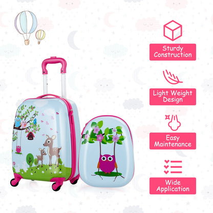 Kids 2-piece luggage set with trolley case and backpack, perfect for travel and storage