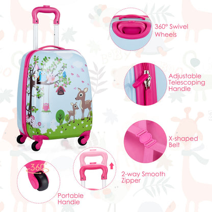 Kids 2-piece luggage set with trolley case and backpack for travel.