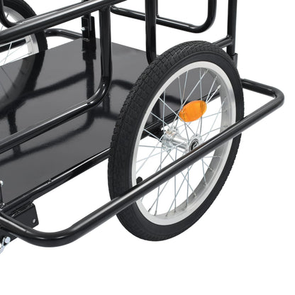 Foldable bike cargo trailer with 50kg capacity, perfect for family outdoor adventures.