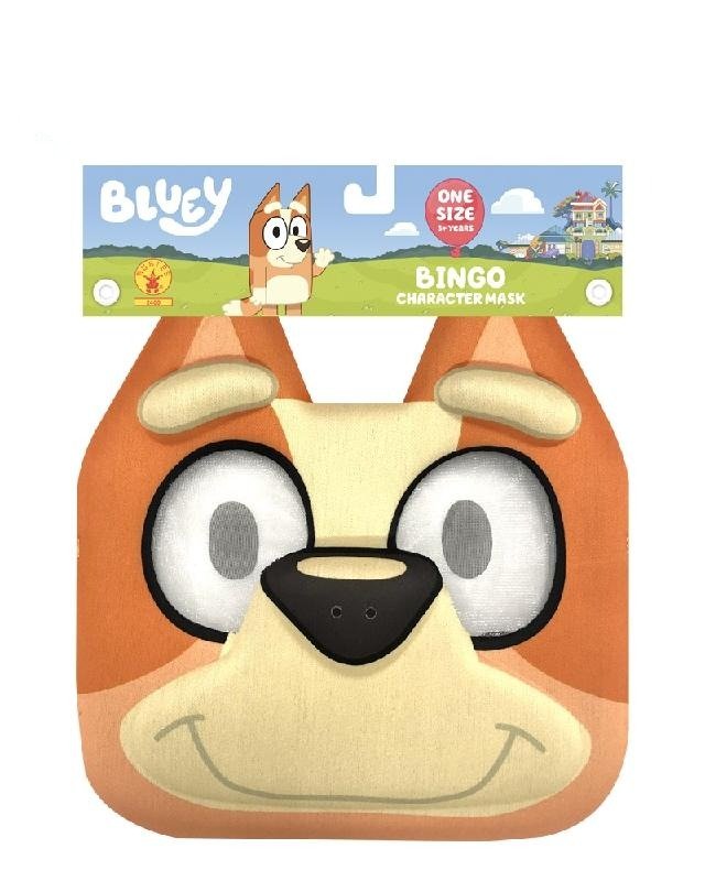 Bluey Bingo 3D Foam Face Mask, a fun and officially licensed costume accessory for kids.