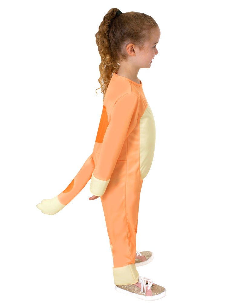 Official Bluey Bingo Kids Costume - Vibrant jumpsuit for imaginative play at home. Licensed.