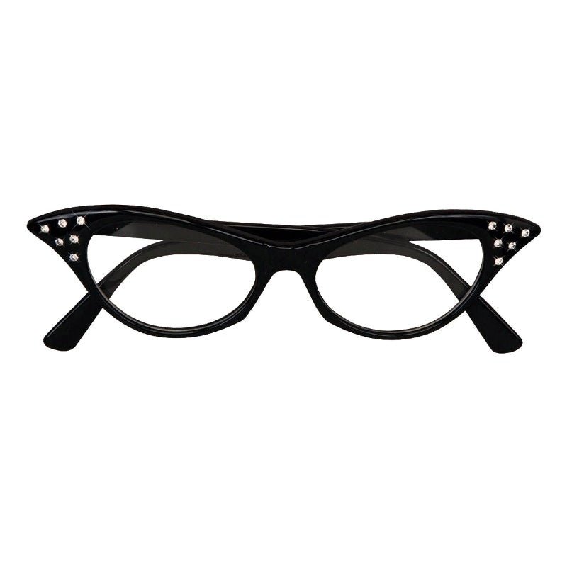 Black 50S Style Glasses Adult
