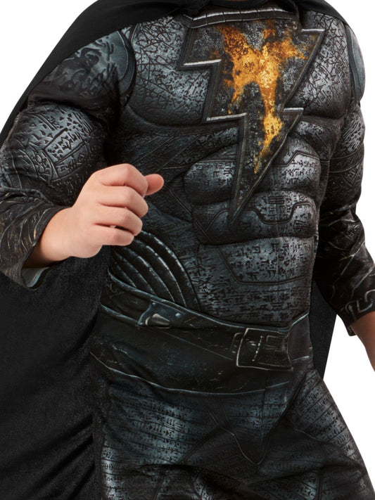 Black Adam DC Comics Kids Costume with Cape and Muscle Chest for dress-up play.