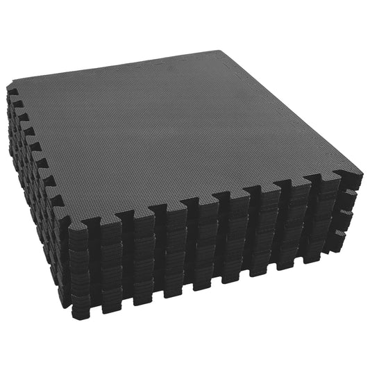 Black foam floor mats ideal for childrens play areas and home gyms.