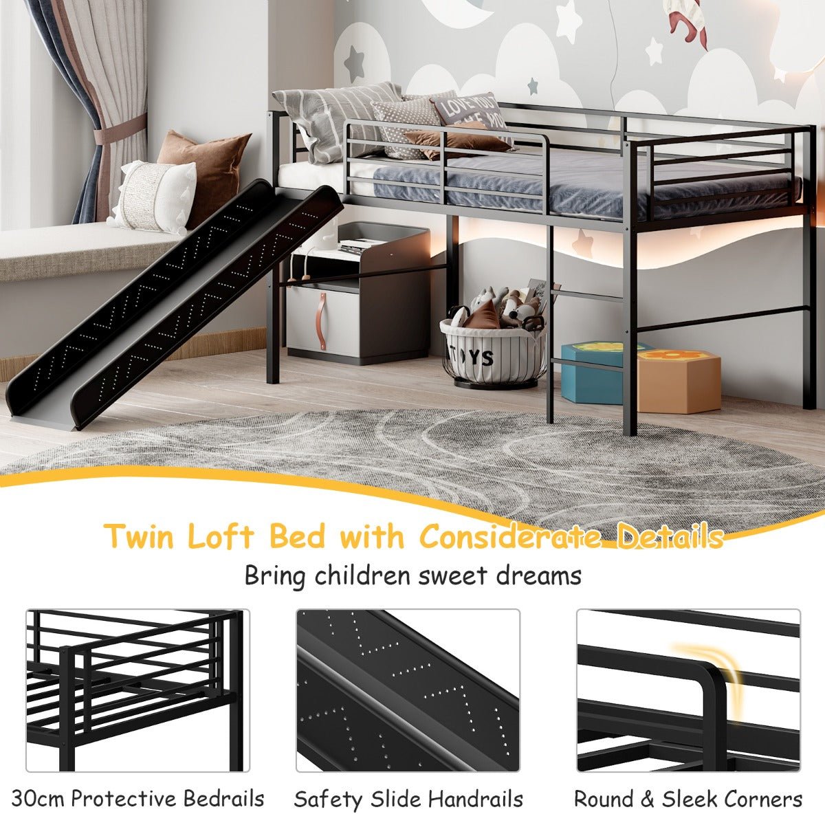 Enjoy the Thrills of Our Black Metal Loft Bed