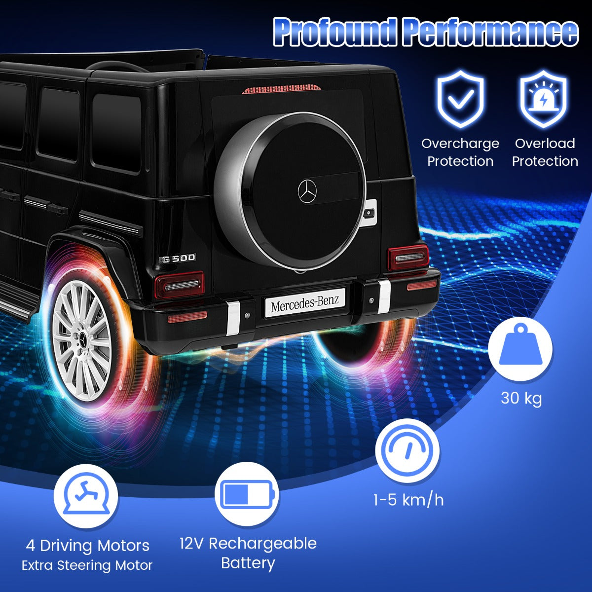 Mercedes-Benz G500 Kids Ride-On Car - Remote Control, Black. Fun and stylish for kids.