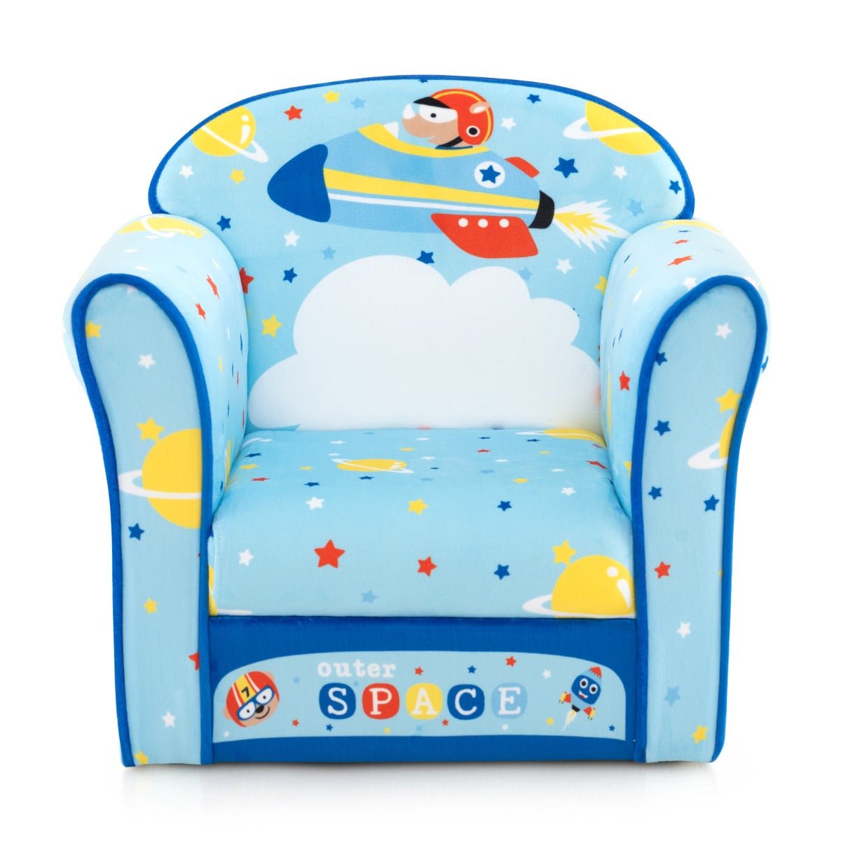 Kids Upholstered Armchair with Cute Cartoon Pattern for 0-5 Years-Blue