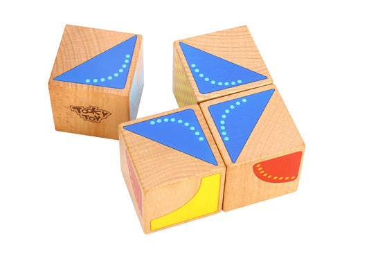 Colorful block puzzle toy for kids, promoting creativity and logic skills at home.