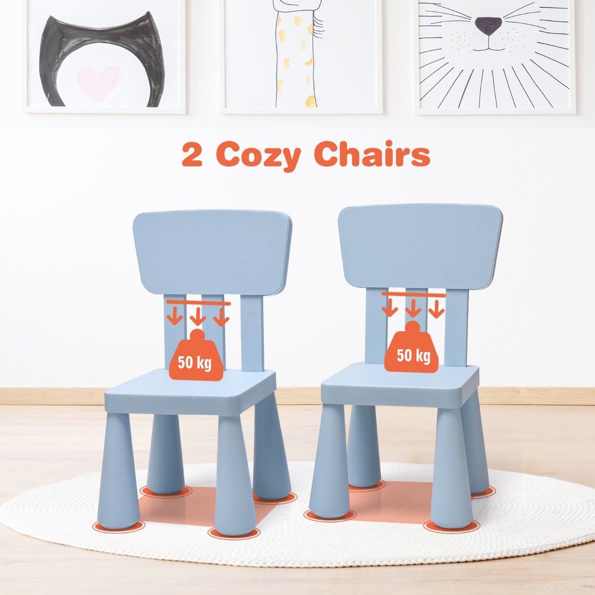 3-Piece Kids Table and Chairs Set - Inspiring Reading and Learning
