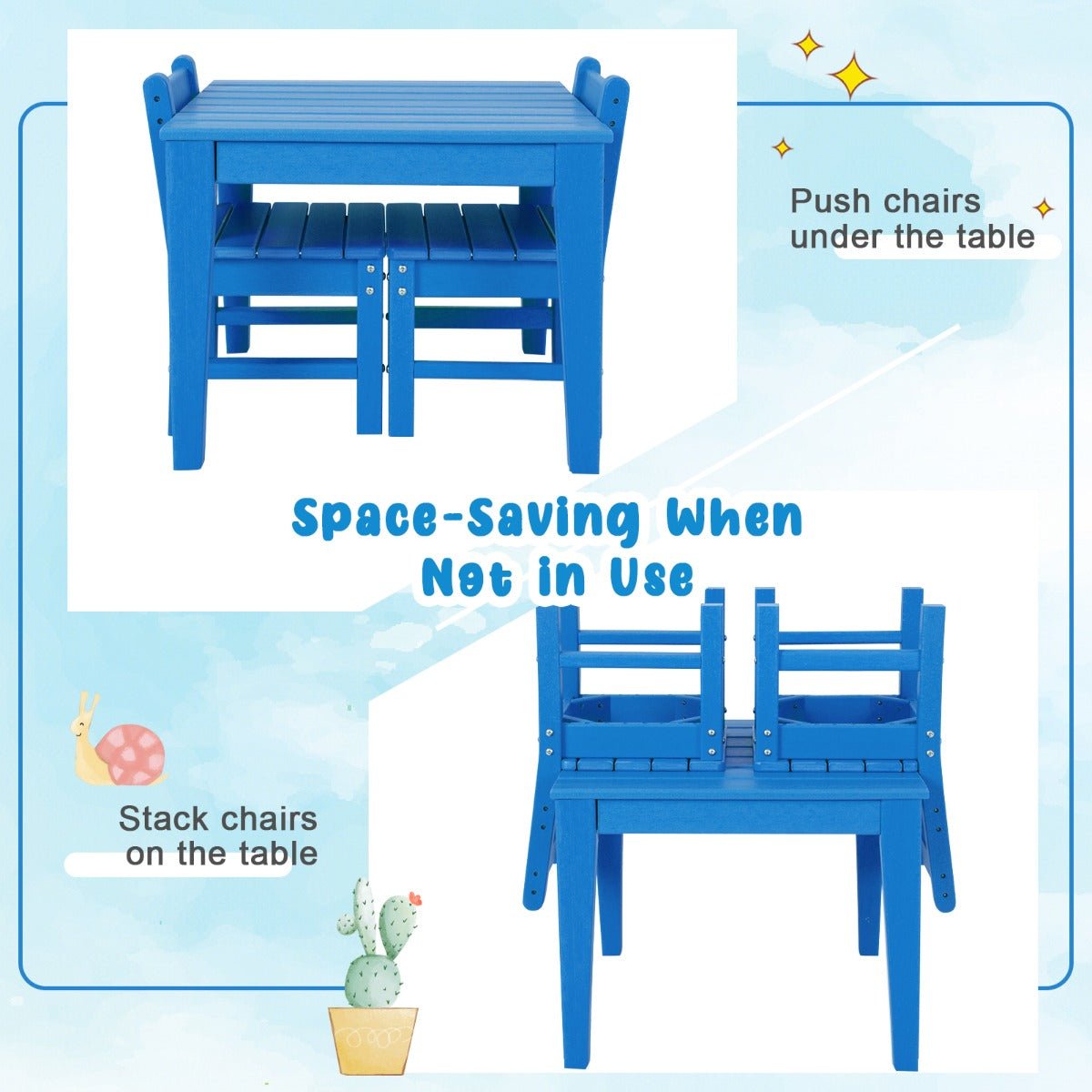 Blue Kids Table & Chairs Set: Adventures Await