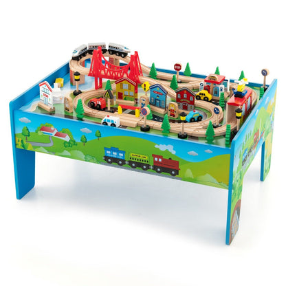 Train Set Fun on a Versatile Blue Play Table