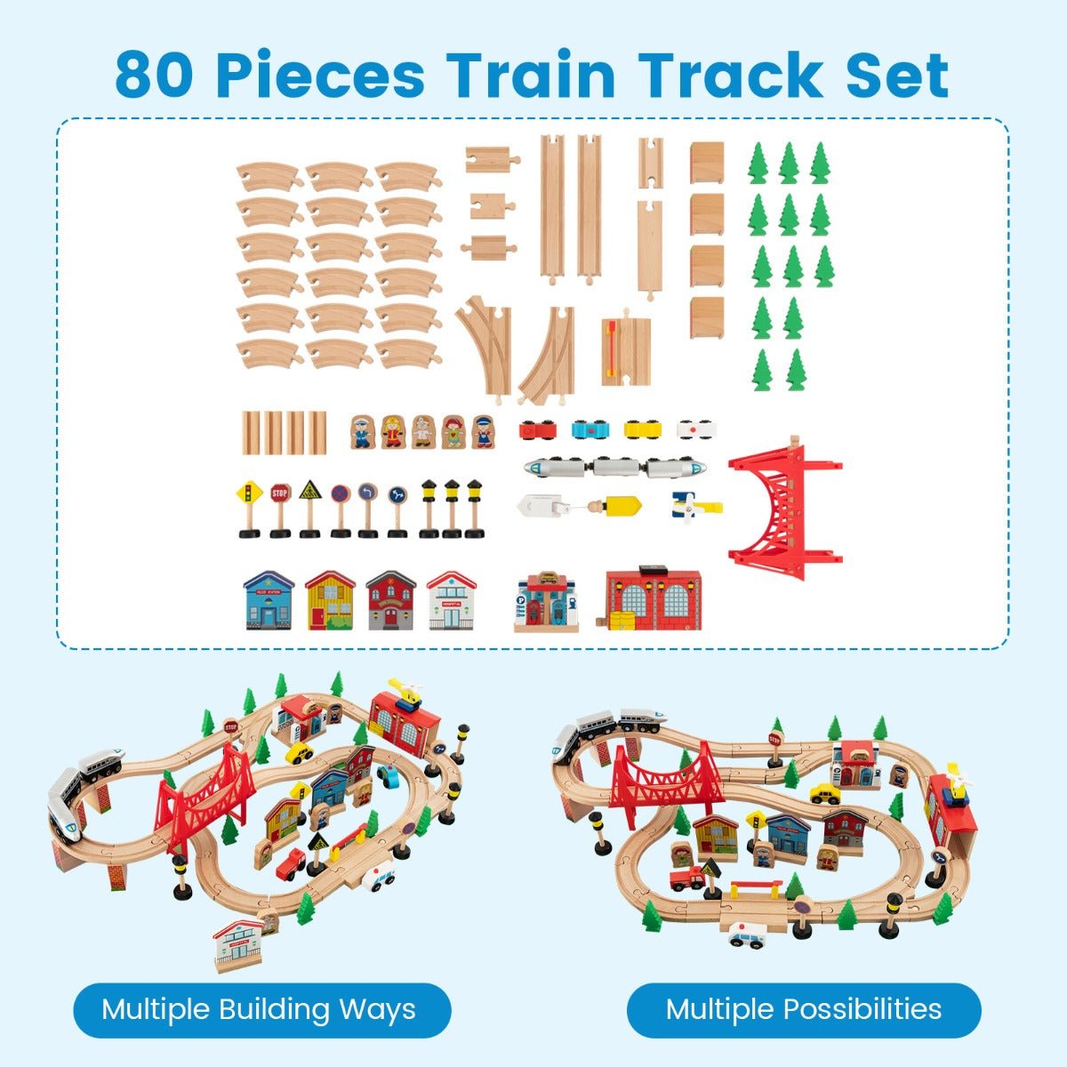 Kids’ Imaginative Play Train Set with Blue Tabletop